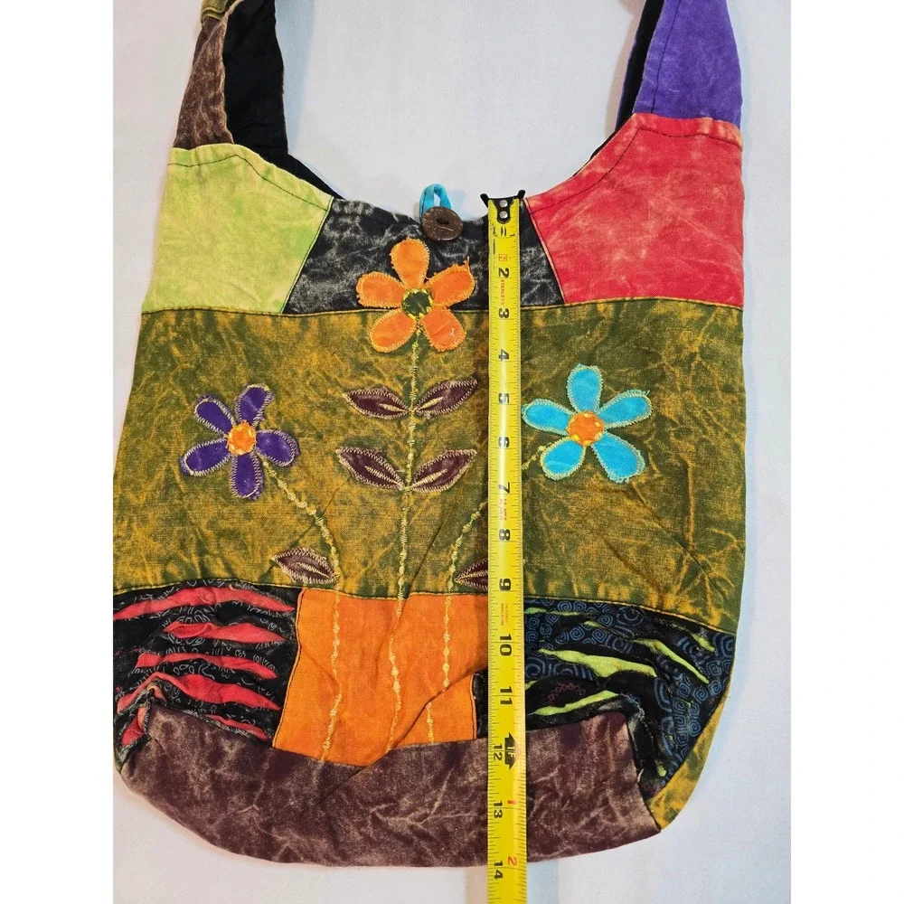Bohemian‎ Patchwork Shoulder Bag Floral Print Cotton Handmade Nepal Kathmandu